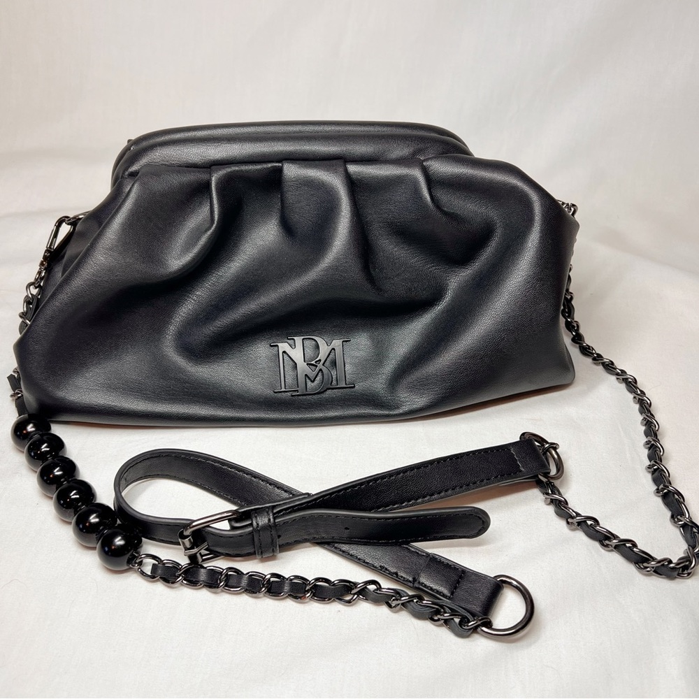 Badgley Mischka Slouch Handbag Clutch Convertible Gunmetal Detachable Strap